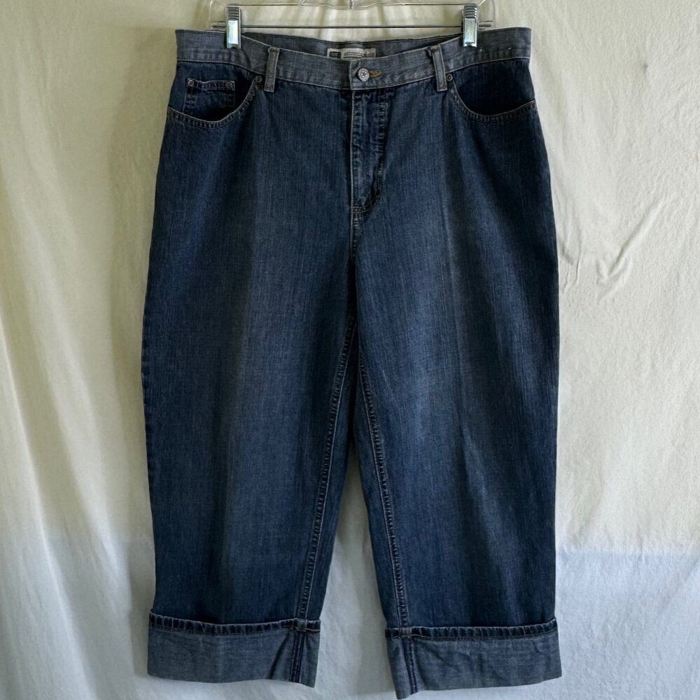 Faded Glory Jeans Capri Crop Cuffed High Rise 100% Cotton Denim Women's Sz. 14 *
